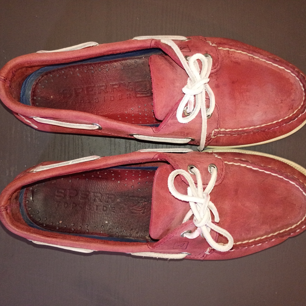 Sperry Crimson Boat Shoes with Dark Antiquing. Men's 10M Used - Picture 4 of 6